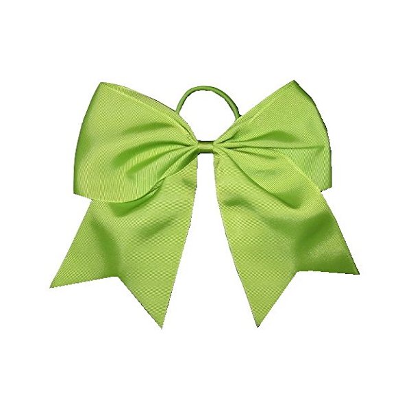 New "LIME GREEN" Cheer Bow Pony Tail 7 Inch Girls Hair Bows Cheerleading Dance Practice Football Games Competition Birthday Solid Color Grosgrain Ribbon
