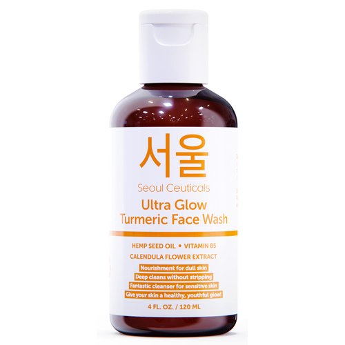 SeoulCeuticals Korean Turmeric Face Wash Cleanser – Vegan Cruelty Free Korean Skincare Facial Cleanser – K Beauty Skin Care for Dry Sensitive Skin 4oz