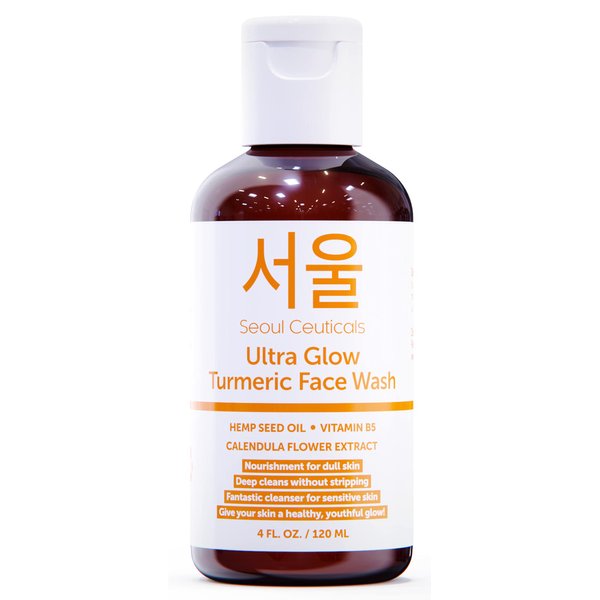 SeoulCeuticals Korean Turmeric Face Wash Cleanser – Vegan Cruelty Free Korean Skincare Facial Cleanser – K Beauty Skin Care for Dry Sensitive Skin 4oz
