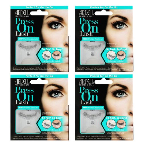 Ardell False Eyelashes Press On Lash with Adhesive Pipette 109 Black 4 pack
