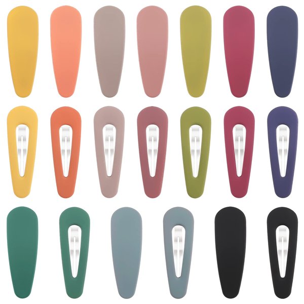 Boobeen 20 Pack Hair Clips - Acrylic Metal Snap Hair Clips for Women -Matte Hair Barrettes for Girls - Hairpins Fashion Accessories for Kids Teens Girls