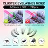 DIY Lash Extension Kit, 240pcs Eyelash Extension Kit Individual Cluster Lashes Extension DIY Eyelash Extension Kit DD Curly Natural Wispy Lashes with Lash Bond and Seal at Home Lash Extensions Kit for Self Application (30p, 8-16mm)