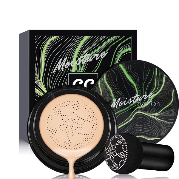 Hilareco Mushroom Head Air Cushion CC Cream Nature Foundation,Moisturizing BB Cream Makeup Long Lasting Matte Concealer,Bright Makeup Base Long Lasting with Mushroom Makeup Sponge(#03 Warm Nude)