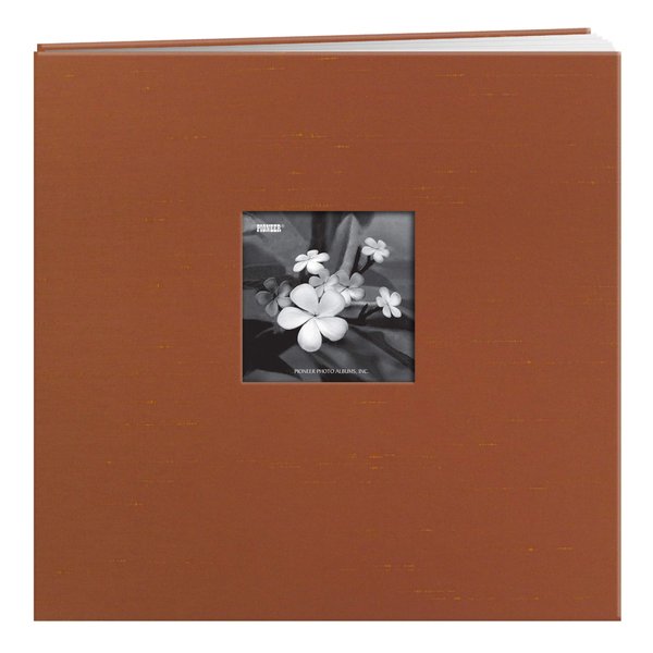 Pioneer 12 Inch by 12 Inch Postbound Silk Fabric Frame Front Memory Book, Copper