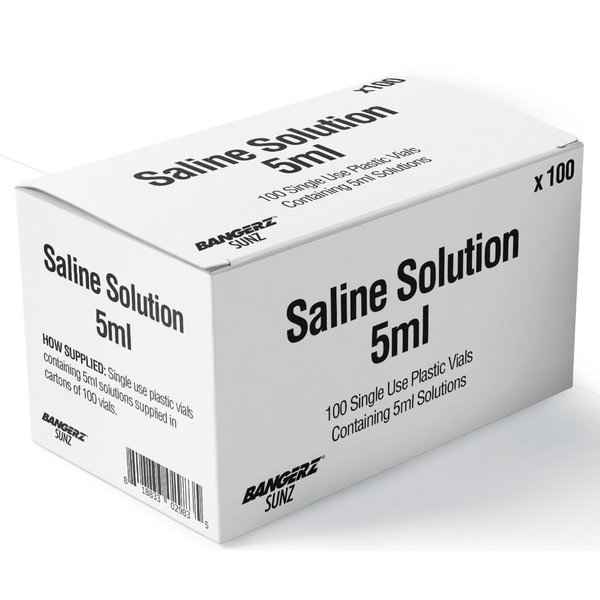 Bangerz Sunz Saline Solution 3ml Unit Dose, 100 per Box.