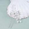 Allereyae Crystal Pearl Wedding Hairpins Barrette Rhinestone Pearl Flower Hair Pins Barrette Silver CZ Pearl Bling Bridal Headpieces Decorative Head Clip Pins Headwear Bridal Hair Accessories for