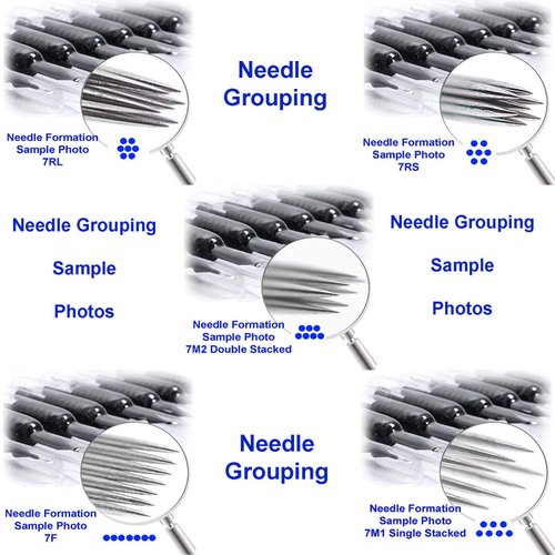 20 PCS Assorted Steriled Disposable Tattoo Needles Tubes Grips 3 5 7 9 Round Liner 19MM 3/4 Inch Tips Supplies