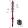 PERFEHAIR Mini Boar Bristle Round Brush for Short Hair, Small Round Barrel Brush for Blow Drying-0.85 Inch Diameter