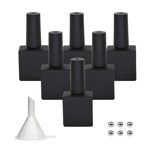 Agidea Empty Nail Polish Bottles with Brush, 10ML Empty Gel Polish Bottles Black, Opaque Square Glass Refillable Fingernail Polish Bottles UV Safe with Mixing Balls & Funnels, Pack of 6