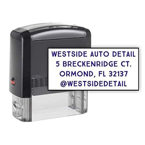 Custom Line Stamps | Custom Text Office Stamp | Short or Long | 20 Font Choices | Multiple Color Options | Up to 8 Lines of Text | Perfect for Personal or Professional Use (4-Line, Short)