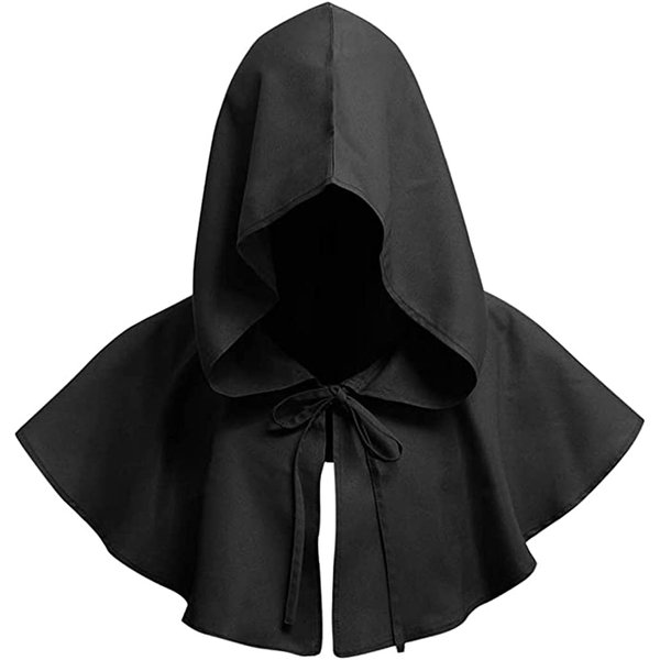 HAXICO Halloween Grim Cowl Cloak Medieval Wicca Pagan Hood Hat Cosplay Costumes Hooded Poncho for Men Women Black