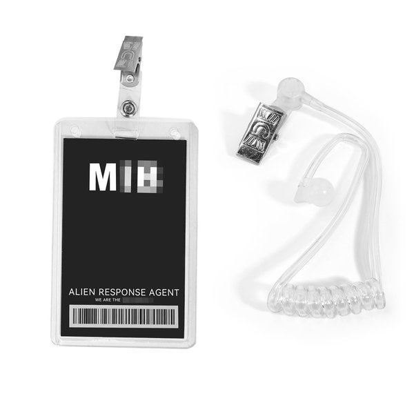Agent Costume Set, Black Novelty ID Badge Props for Men in Cosplay, Detective Party Favors Secret Agent ID Card Holder with Secret Spy Earpiece for Halloween Mystery Party Supplies