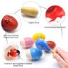 Wooden Easter Eggs Shakers Toys, Maracas Kids Hand Percussion Shakers Percussion Musical for Party Favors Kids Easter Basket Stuffers, 4 Pack Easter Eggs with 2 Shaker Sand Hammer Kit