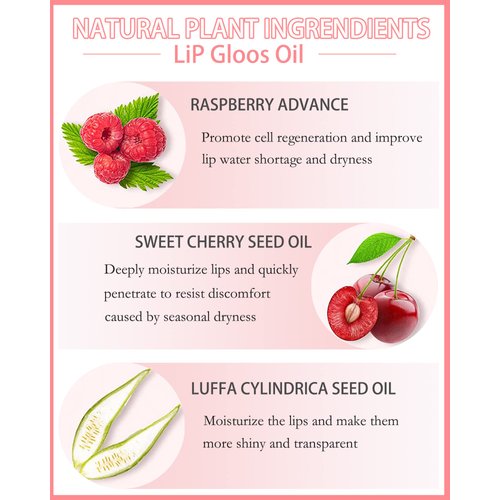 Plumping Lip Glow Oil, Hydrating Tinted Lip Oil Gloss, Transparent Toot Lip Oil, Long Lasting Lip Balm Moisturizing Glow Oil Fresh Texture, Glitter Shine Primer Lip Tint Lip Care Product-#0000