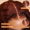 Julia Hair Water Wave Pre Everything Glueless Wig Reddish Brown 13x4 Pre Cut Lace Front Wigs Human Hair For Beginner Pre Bleached Bye Bye Knots Wig Pre Plucked Put on and Go Copper Red Color 16 Inch