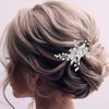 Latious Pearl Bride Wedding Hair Pins Silver Crystal Bridal Hair Clip Leaf Hair Piece Rhinestone Hair Accessories for Women and Girls