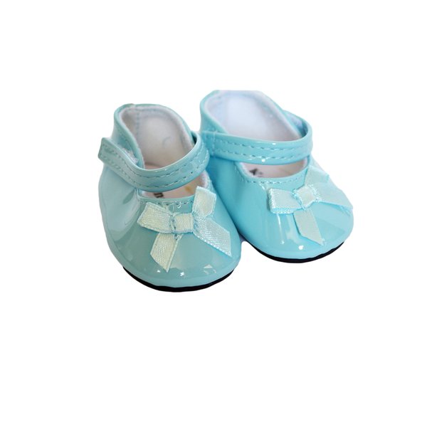 18 Inch Doll Shoes- Blue Bow Mary Janes fits 18 Inch Dolls and 15 Inch Baby Dolls