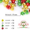 Augshy 200 Pieces Jingle Bells 3/5Inch Craft Bell Bulk for Christmas Home and Pet Decorations Xmas Decor Party Favors Supplies (Red Green Gold Silver)