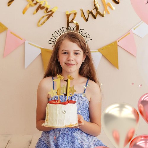 Birthday Headbands for Women Birthday Gold Black Tiaras and Crowns for Women Girls Christmas Birthday Party Decorations Happy Birthday Princess Crown Rhinestone Happy Birthday Accessories Crown