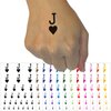 Jack of Hearts Card Suit Temporary Tattoo Water Resistant Fake Body Art Set Collection - Red (One Sheet)