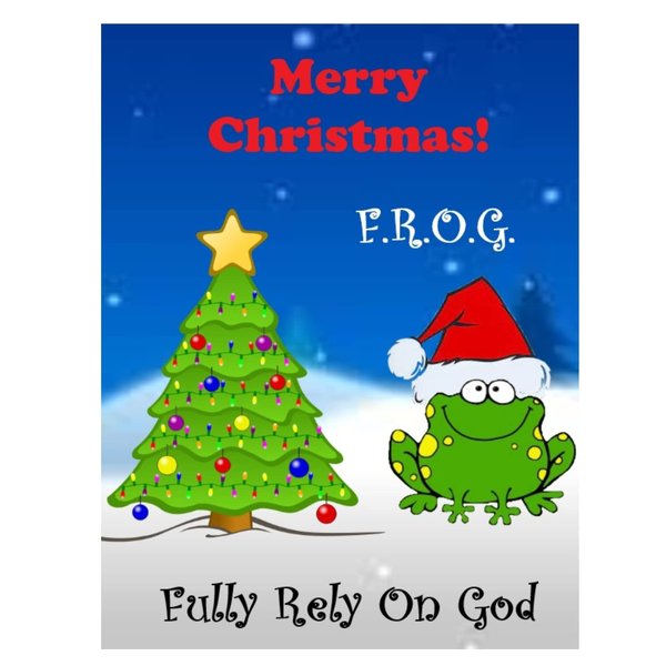 Merry Christmas Fully Rely On God Frog Bulk Activity Bible Tracts (100 Count) F.R.O.G. Message, Heartfelt Prayer, Perfect for Church Celebrations, Christian Bible Tracts for Kids