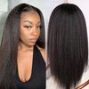 Deep Parting 13x6 Lace Front Human Hair Wig Pre Plucked With Baby Hair Brazilian Kinky Straight Invisible Lace Front Wigs For Women 180 Density（14 Inch)