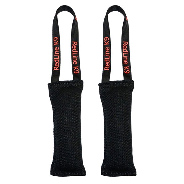 Redline K9 French Linen Tug Toy (3" x 8") 1 Handle- Bundle of 2 Dog Tug Toy (Black)