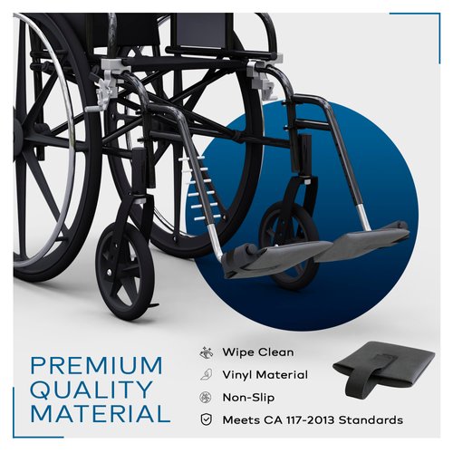 NYOrtho Wheelchair Footrest Sleeves – Set of 2 Non-Slip Footplate Pads for Wheelchairs – Padded Vinyl Cushion Covers with Hygenic Fabric, Easy to Clean, Comfortable & Durable – Made in USA