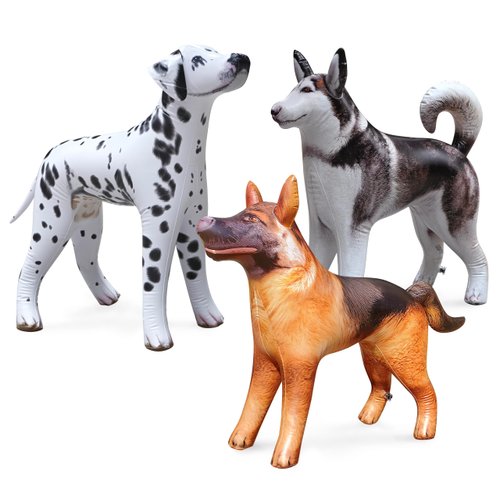 Jet Creations Inflatable Dog Trio: Husky, Dalmatian, German Shepherd, Toy for Endless Fun Decor Party Balloons for Kids Adults Birthday, Halloween, Cold weather Decoration, Education
