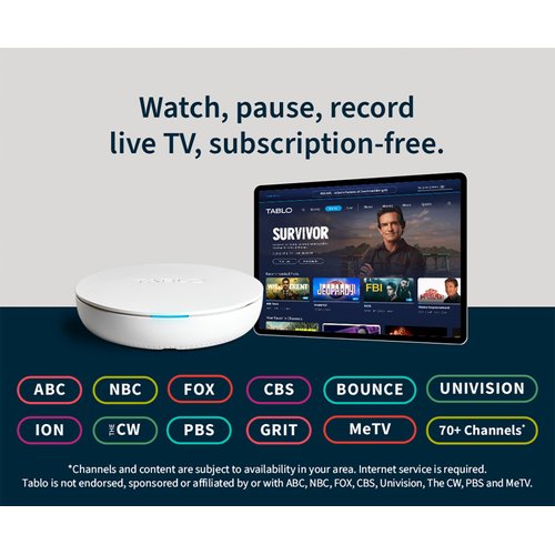 Tablo 4th Gen 2-Tuner Over-The-Air (OTA) DVR - Watch, Pause & Record Live TV, News, Sports & Movies Throughout Your Home Over Wi-Fi - Pairs w/Any TV Antenna - 50+ Hrs Recording - No Subscriptions