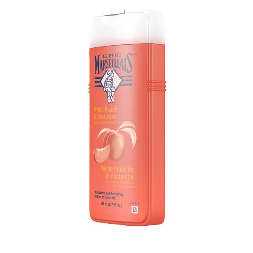 Le Petit Marseillais Extra Gentle Shower Gel with White Peach & Nectarine, Moisturizing & Nourishing French Body Wash pH Neutral for Skin, 21.9 fl. oz