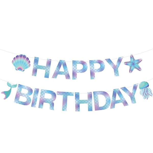 Mermaid Birthday Banner Mermaid Birthday Decorations Glitter Mermaid Birthday Banner Sign Mermaid Party Supplies Little Mermaid Birthday Decorations for Girls Boys Kids Birthday Party Baby Showers