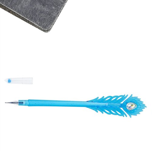 VANZAVANZU Gel Pens - Peacock Feather Pattern Colored Gel Ink Pen with Diamond Tip, 12 Colors Fineliner Coloring Pens Set, 0.38mm Fine Point for Coloring Books, Bullet Journaling