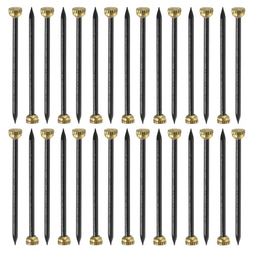 uxcell 100Pcs Picture Hanging Nails, 1.8 x 35mm Iron Decorative Hangers Reusable Hardware Tool for Hanging Pictures Mirrors, Gold & Black