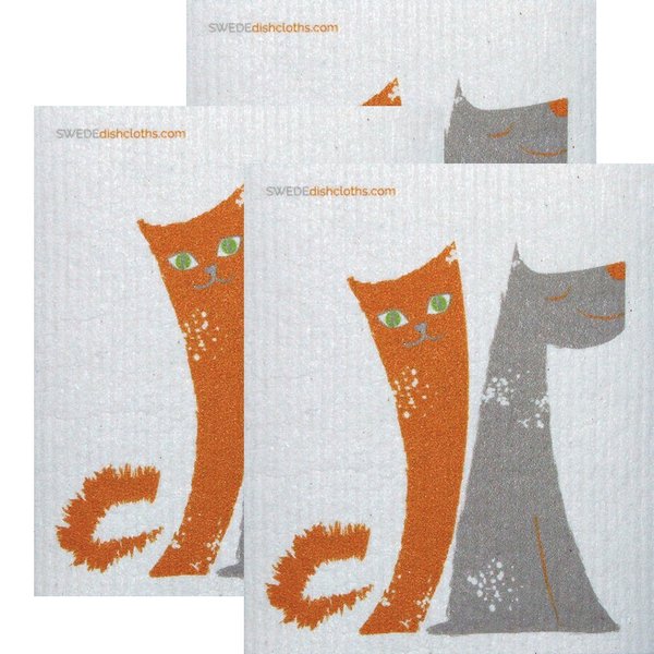 SWEDEdishcloths Dog/Cat Friends Set of 3 Each Swedish Dishcloths | ECO Friendly Absorbent Cleaning Cloth | Reusable Cleaning Wipes | Swedish Dish Cloths