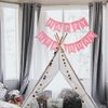 Happy Birthday Banner Pink, Pre-assembled Reusable Imitated Burlap Birthday Banner for Women Girls Pink Birthday Party Decorations
