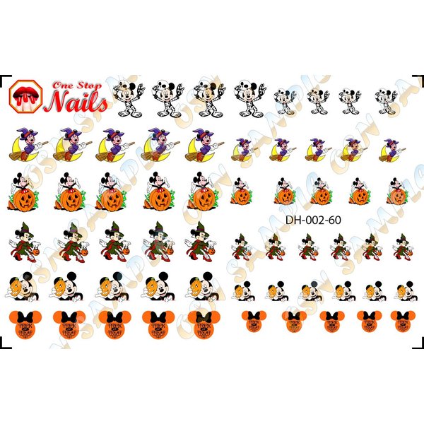 Halloween V2 with Mickey and Minnie clear waterslide nail art decals (tattoos). Set of 60 by One Stop Nails.