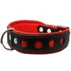 Dogs My Love Real Leather Soft Leather Padded Dog Collar Reflective (13.75"-16.25" Neck; 1.75" Wide, Black/Red)