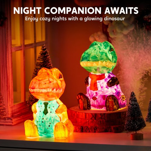 Klever Kits DIY Night Light- Paint Your Own Dinosaur Lamp- Arts & Crafts Kit School Activities Art Supplies Painting Kits, Birthday Gifts for Girls Boys Aged 6+