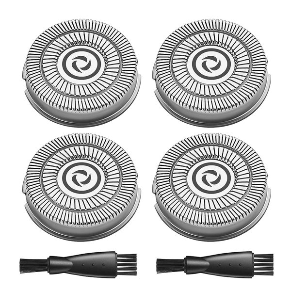 Head Shaver Replacement Heads Compatible with Skull Shaver Pitbull Gold PRO, Pitbull Silver PRO, Palm, Pitbull Platinum PRO, Butterfly Kiss, 4 Replacement Blades(Blades Only), 2 Cleaning Brush