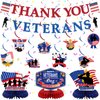 Veterans Day Party Decorations,Thank You Veterans Banner Hanging Swirls and Table Decorations Honeycomb Centerpieces for Veterans Police Military Army Employees, Memorial Day Veterans Day
