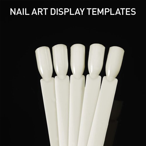 BNP 50 PCS False Nail Art Tips Sticks Nail Polish Color Card Plates Display Polish Board Nail Art Practice Supplies Home DIY Templates (Natural)