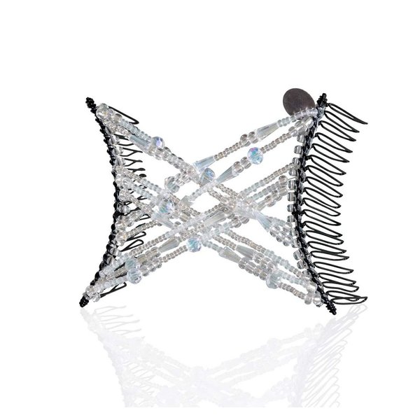 Sparkling Decorative Crystal Hair Clip for Fine, Thin, Sleek & Straight Hair - Double Comb for Easy Comfy Styles, Holds Snug, No Pressure, UpDo, Ponytail, French Twist, Bun (Crystal Medium)