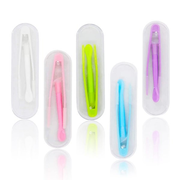 5Pcs Colorful Contact Lens Remover and Inserter Tool Case Set,Contact Applicator with Soft Tip, Portable Contact Lens Stick Tool Case Set,for Contact Lens User(Inserter/Remover+Tweezer with Soft Tip)