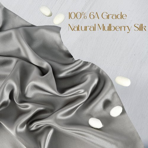 ZIMASILK 100% Pure Mulberry Silk Pillowcase for Hair and Skin Health,Soft and Smooth,Both Sides Premium Grade 6A Silk,600 Thread Count,with Hidden Zipper,1pc(Standard 20''x26'', Gray)