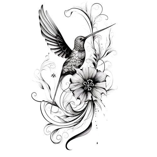 Dopetattoo 6 Pcs Temporary Tattoos Hummingbird Flower Fake Tattoos for Adult Real Tattoo
