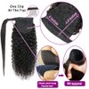 Curly Human Hair Strap Ponytail Extensions, 100% Unprocessed Brazilian Hair Wrap Around Ponytails, Magic Paste with Comb Clip in Kinky Curly Pony Tail (10", Curly Hair)