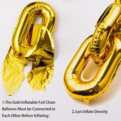 YAROMO 33 Pieces 80s 90s Hip Hop Decorations, Inflatable Radio Boombox Mobile Phone Gold Foil Chain Balloons for 80s 90s Party Decorations Cosplay Props Birthdays Weddings Graduations