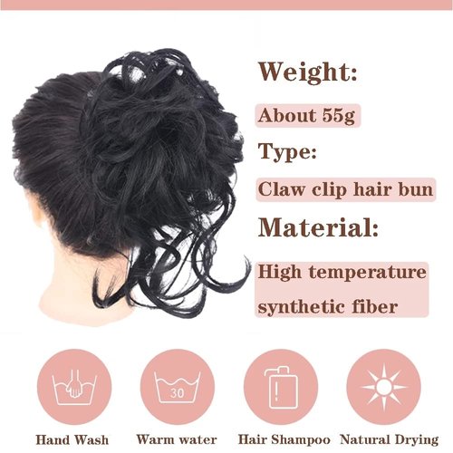 Dybst Claw Synthetic Hair Bun Messy Curly Wavy Hair Bun Chignon Hair Scrunchies Extension Elastic Ponytail Hair Band Hair Ring Wrap For Women Updo Hairpiece