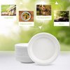 three leaf 7" BAGASSE ROUND PLATE, 50 Ct. Heavy-Duty- Super Strong- Natural- Eco-Friendly Disposable Bagasse Plates, 100% Biodegradable Eco-Friendly,Bagasse 7 inch Plates